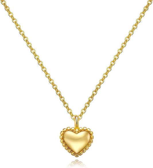 Cute Heart Necklace Tiny 14K Gold Heart Pendant Choker Necklaces Small Gold Love Open Heart Chain Necklace for Women Dainty Gold Necklace Gifts for Her flower heart gold