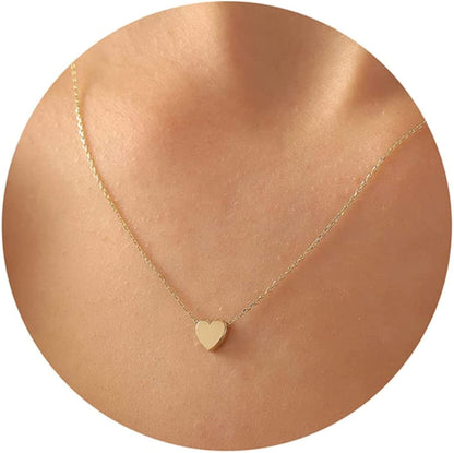Cute Heart Necklace Tiny 14K Gold Heart Pendant Choker Necklaces Small Gold Love Open Heart Chain Necklace for Women Dainty Gold Necklace Gifts for Her gold heart