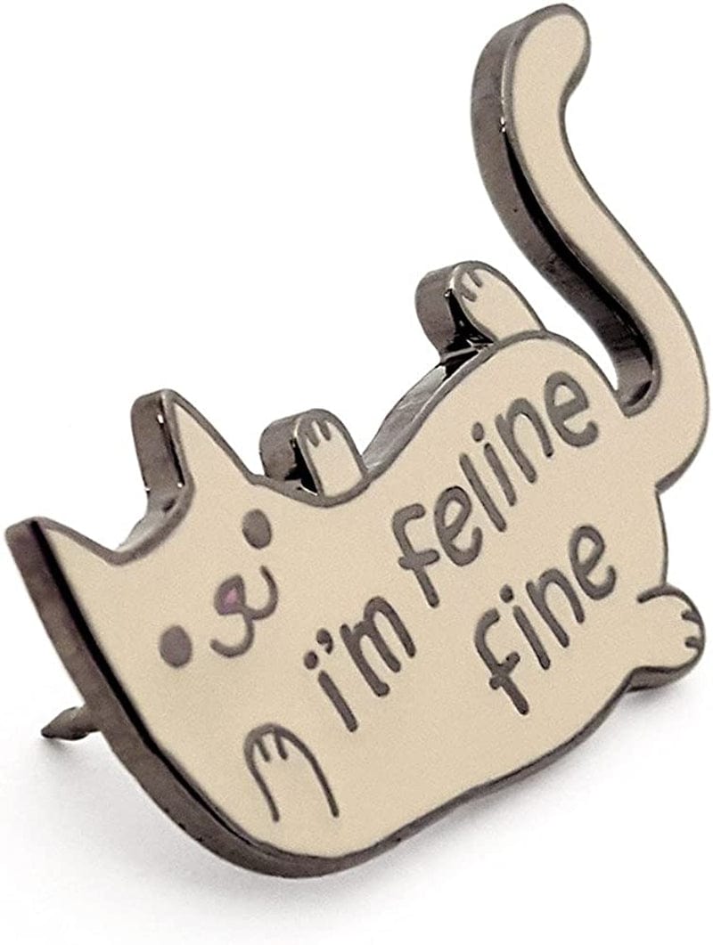 Cute "I'M Feline Fine" Cat Enamel Lapel Pin