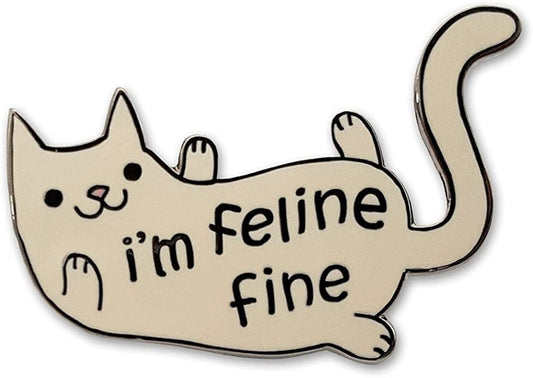 Cute "I'M Feline Fine" Cat Enamel Lapel Pin