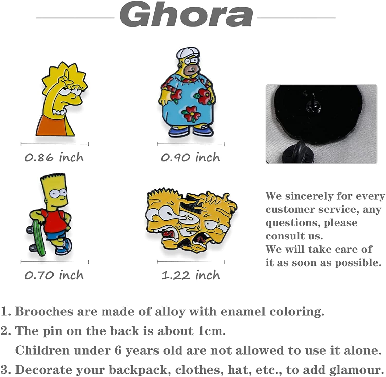 Cute Simpsons Brooch Simpsons Enamel Lapel Pin for Children Women Clothing Backpack Decoration Gift