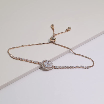 CZ Teardrop Earrings Necklace Bracelet Jewelry Set for Bridesmaids Bridal Party Prom