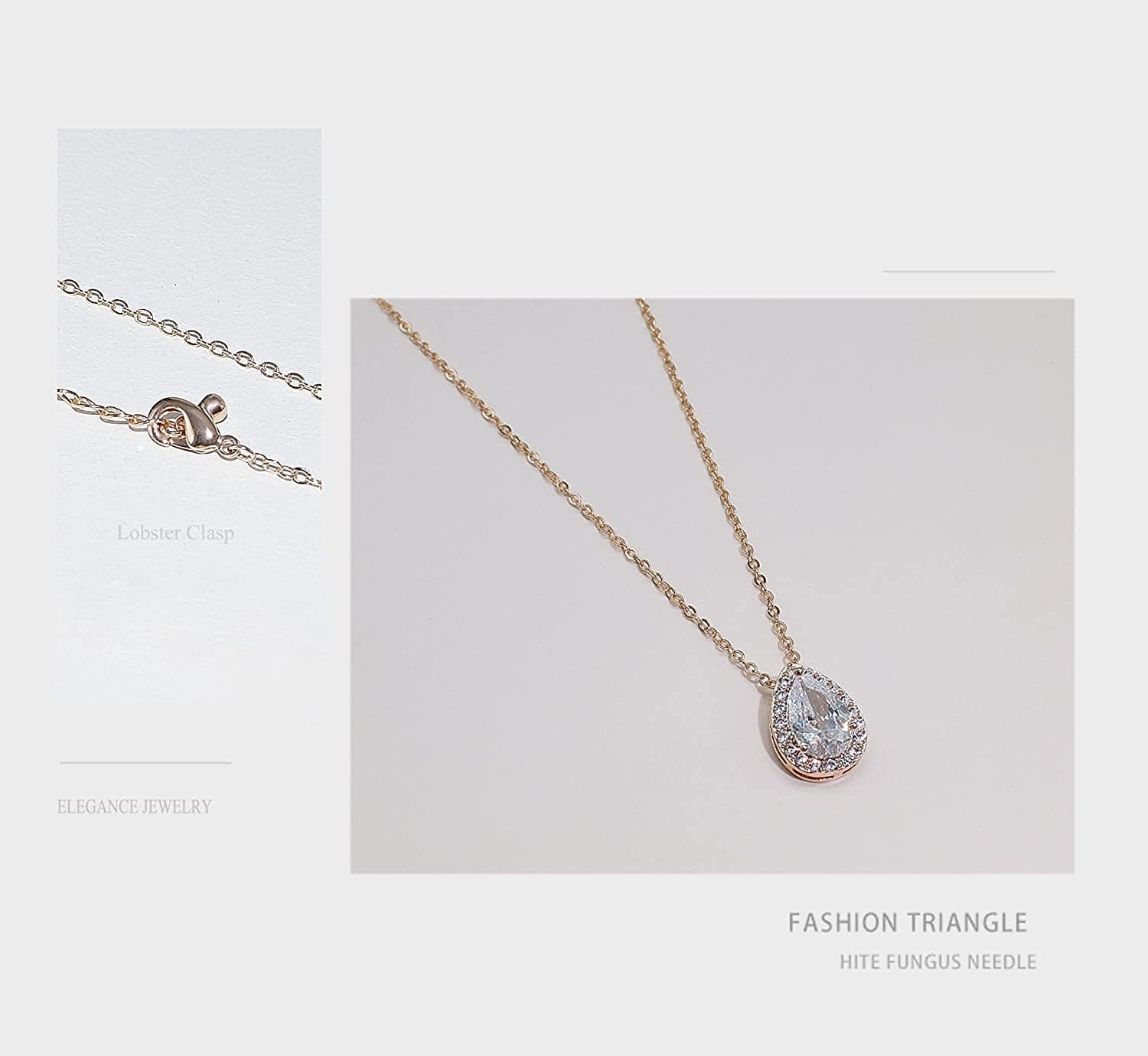 CZ Teardrop Earrings Necklace Bracelet Jewelry Set for Bridesmaids Bridal Party Prom