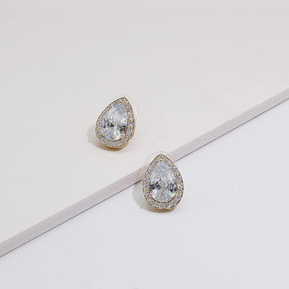CZ Teardrop Earrings Necklace Bracelet Jewelry Set for Bridesmaids Bridal Party Prom