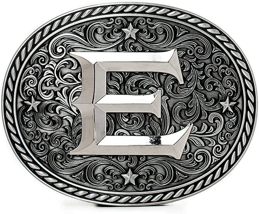 Western Cowboy/Cowgirl Initial Belt Buckle - Large, Letter Buckles for Men and Women Apparel & Accessories > Clothing Accessories > Belt Buckles Itera E  