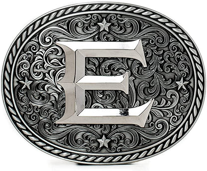 Western Cowboy/Cowgirl Initial Belt Buckle - Large, Letter Buckles for Men and Women Apparel & Accessories > Clothing Accessories > Belt Buckles Itera E  
