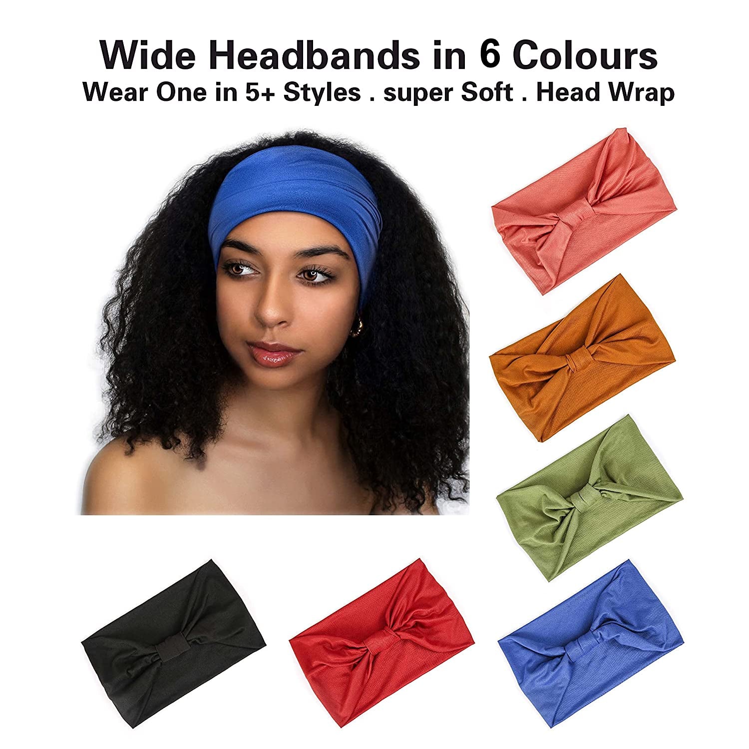 Gili 6 Pack Wide Headbands for Women Non Slip Soft Elastic Hair Bands Yoga Running Sports Workout Gym Head Wraps , Knotted Cotton Cloth African Turbans Bandana ( with 6 Pcs Hair Ties) Apparel & Accessories > Clothing Accessories > Bandanas & Headties GILI   
