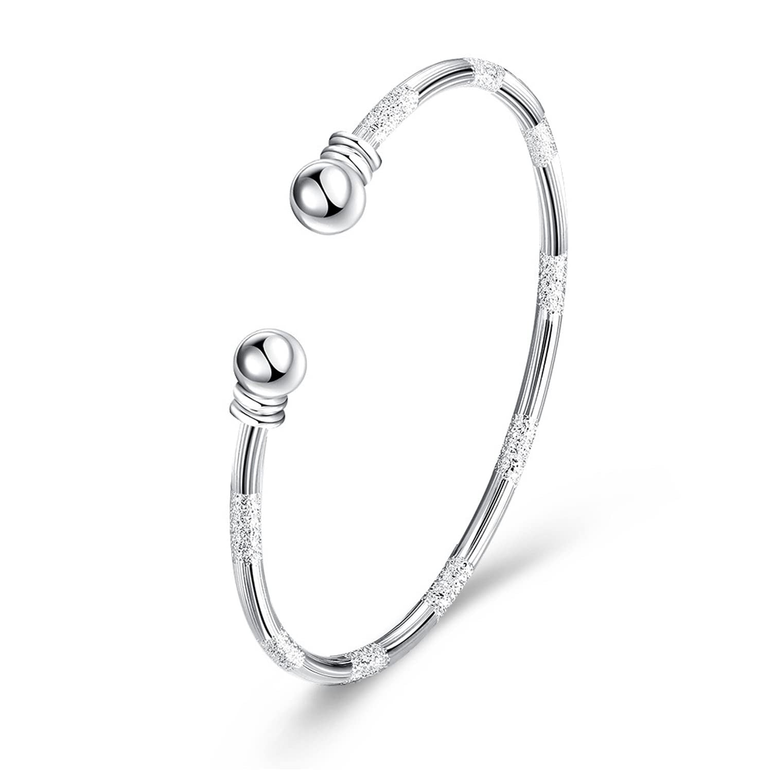 Handmade Bracelet for Women 925 Sterling Silver Open Bangle Bracelet with Gift Box (Open Bracelet) Apparel & Accessories > Jewelry > Bracelets Lvla Gan Pattern 3  
