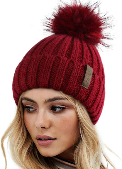 FURTALK Womens Winter Knitted Beanie Hat with Faux Fur Pom Warm Knit Skull Cap Beanie for Women… Apparel & Accessories > Clothing Accessories > Hats KYLIE MAX   
