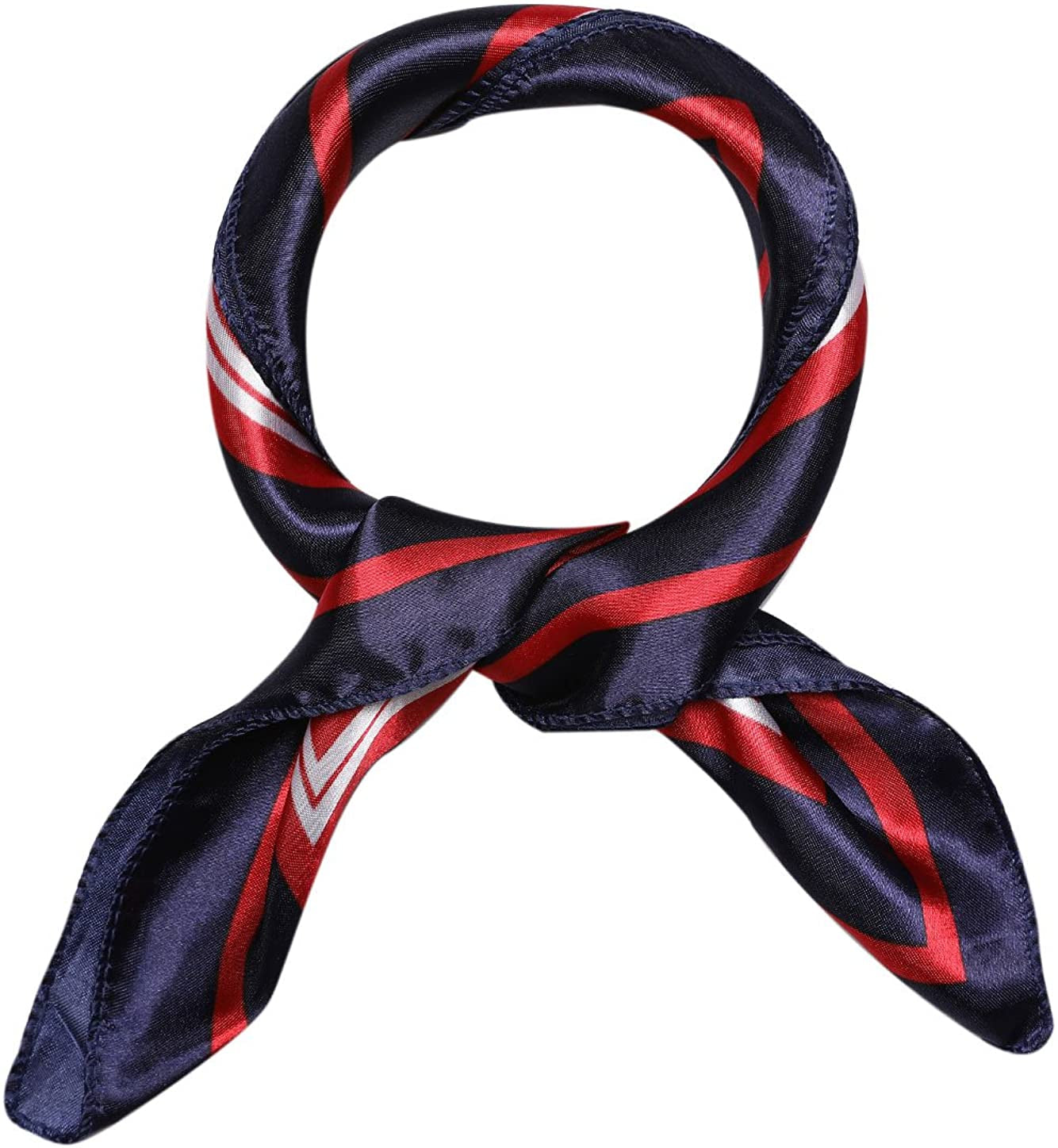 Uxcell Women'S Floral Leopard Polka Dots Striped Print Square Kerchief Neck Scarf Shawl Apparel & Accessories > Clothing Accessories > Scarves & Shawls uxcell Red Blue 19.5*19.5 