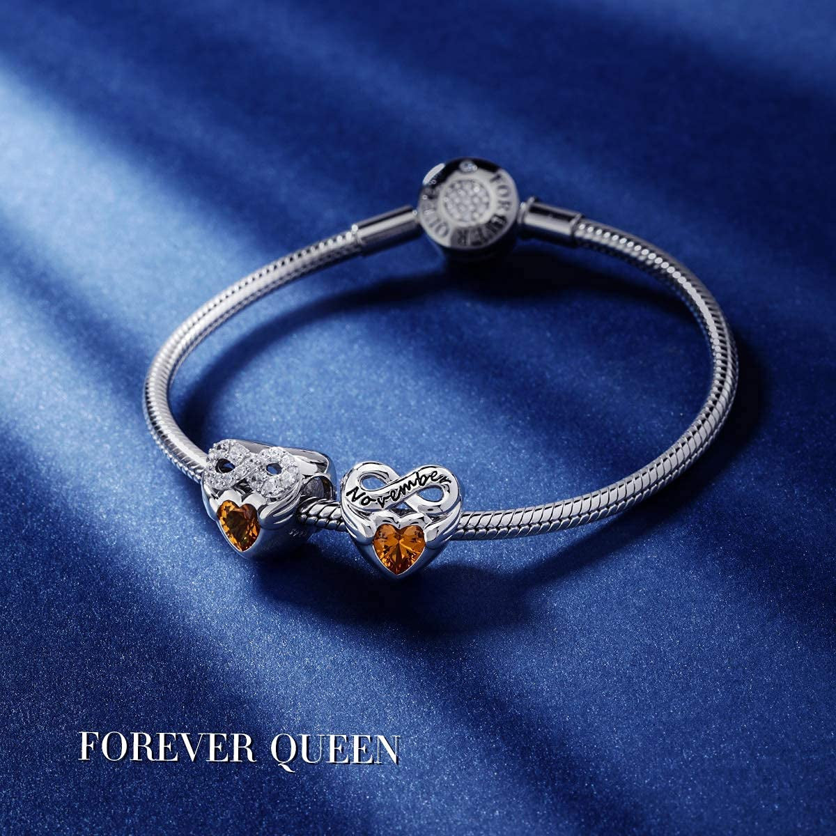 FOREVER QUEEN Birthstone Charms for Charms Bracelet- 925 Sterling Silver Love Heart Beads Infinite Love Charms, Happy Birthday Charms for Bracelet and Necklace Apparel & Accessories > Jewelry > Bracelets FOREVER QUEEN pandora charms   