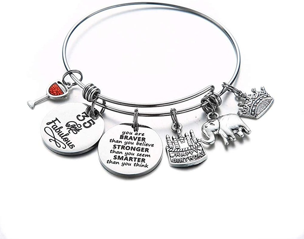 Birthday Gifts for Women Girls Bracelet, Expandable Charm Bracelets 5Th 6Th 7Th 8Th 9Th 10Th 20Th 30Th 40Th 50Th 60Th 70Th 80Th 90Th Birthday Gift for Friend, Mom, Daughter, Niece, Sister, Grandma Apparel & Accessories > Jewelry > Bracelets M MOOHAM 35th  