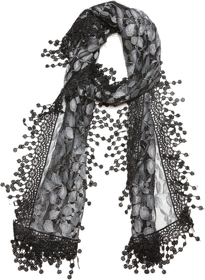 Women'S Lightweight Feminine Lace Teardrop Fringe Lace Scarf Vintage Scarf Mesh Crochet Tassel Cotton Scarf for Women Apparel & Accessories > Clothing Accessories > Scarves & Shawls Tan's   