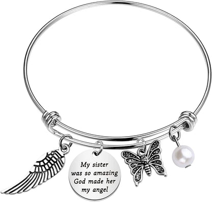 CYTING Sister Memorial Bracelet My Sister Was so Amazing God Made Her My Angel in Memory of Sister Remembrance Jewelry Loss of Sister Sympathy Gift Apparel & Accessories > Jewelry > Bracelets CYTING Sister Memorial Bracelet  