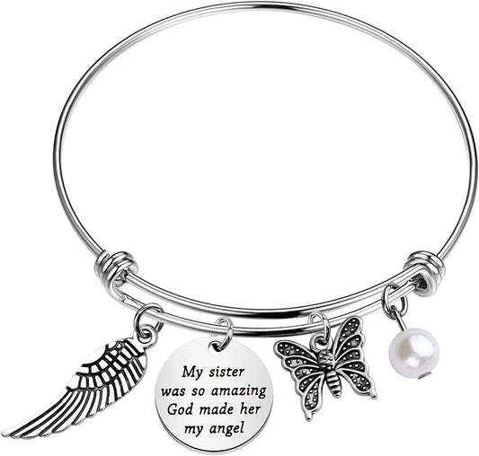 CYTING Sister Memorial Bracelet My Sister Was so Amazing God Made Her My Angel in Memory of Sister Remembrance Jewelry Loss of Sister Sympathy Gift Apparel & Accessories > Jewelry > Bracelets CYTING Sister Memorial Bracelet  