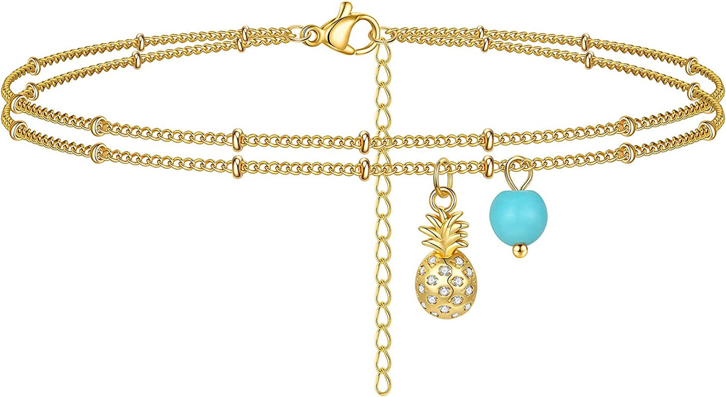 Dainty Anklet Butterfly Elephant 14K Gold Plated Foot Chain Ankle Bracelet Feet Jewelry for Women Apparel & Accessories > Jewelry > Anklets Bestelly Pineapple Anklet  
