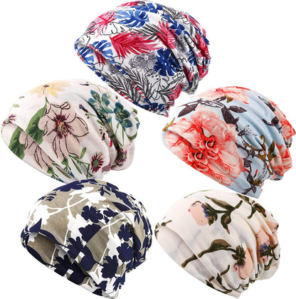 SATINIOR 5 Pieces Women'S Slouchy Beanie Hat Baggy Skull Sleep Cap Turban Headwear Apparel & Accessories > Clothing Accessories > Headwear SATINIOR Elegant Style  