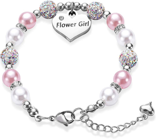 Flower Girls Bracelet Pearl and Rhinestones Balls Flower Girl Gifts Use in Wedding Party Apparel & Accessories > Jewelry > Bracelets Vinjewelry   