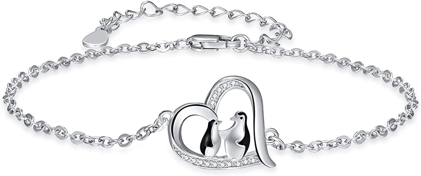 TANGPOET 925 Sterling Silver Anklet Bracelet for Women, Dainty Charm Bracelets Animal Jewelry Birthday Gifts for Mother Daughter Teens Girls Apparel & Accessories > Jewelry > Anklets TANGPOET Penguin Bracelet  