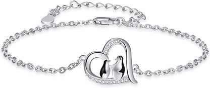 TANGPOET 925 Sterling Silver Anklet Bracelet for Women, Dainty Charm Bracelets Animal Jewelry Birthday Gifts for Mother Daughter Teens Girls Apparel & Accessories > Jewelry > Anklets TANGPOET Penguin Bracelet  