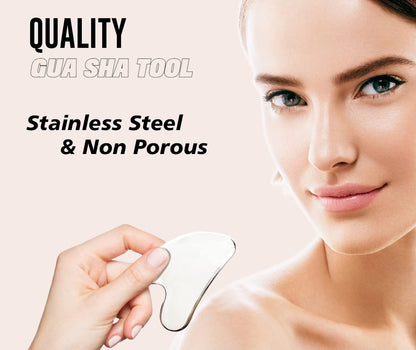 POPGRAT Stainless Steel Gua Sha Tools for Face, Metal Guasha Board Facial Tool Lymphatic Drainage Skin Care Massager for Body Eyes Neck with Gift Box Health & Beauty > Personal Care > Cosmetics > Cosmetic Tools > Skin Care Tools POPGRAT   