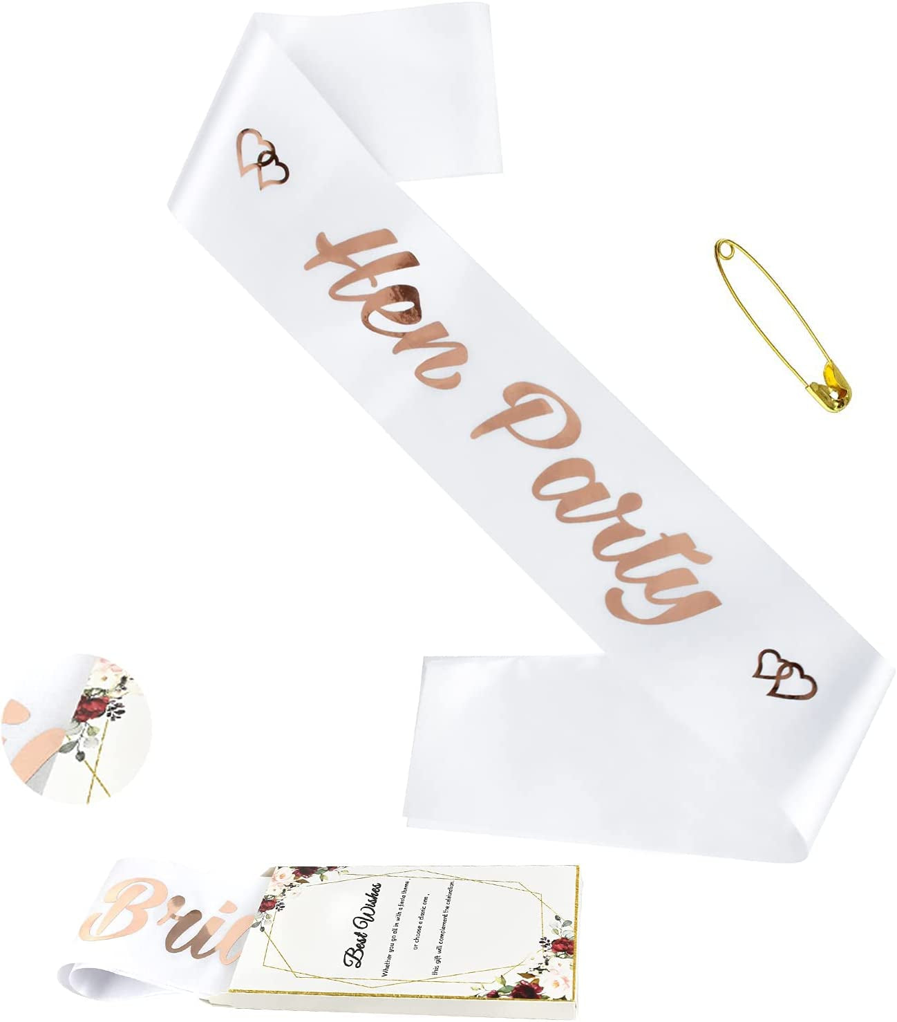 Lseeu 'Mother of the Bride' Bachelorette Party Sashes Rose Gold, Satin Sash Decor for Bride to Be Mother | Engagement Party Ideas Kit with Satin Sash, Supplies in Bridal Shower, Hen Party Accessories Apparel & Accessories > Clothing Accessories > Sashes Lseeu Hen Party  