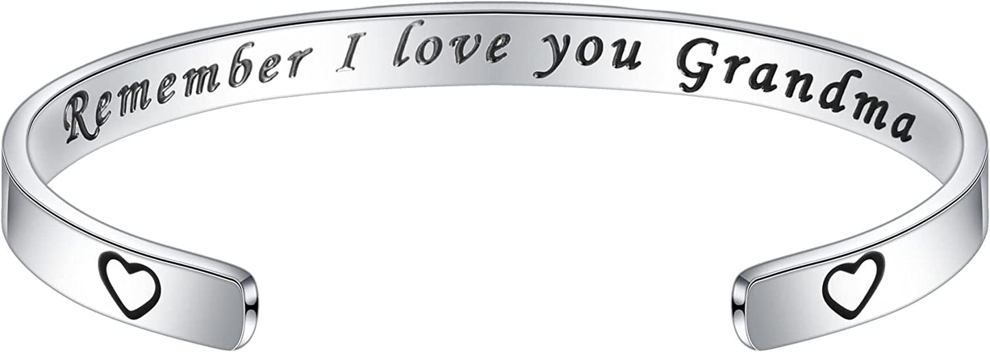 M MOOHAM Bracelets for Women- Engraved Quote Inspirational Bracelet Birthday Christmas Funny Gifts for Best Friend, Daughter, Son, Sister, Niece, Mom, Coworkers, Stainless Steel Jewelry Apparel & Accessories > Jewelry > Bracelets M MOOHAM Remember I love you Grandma  