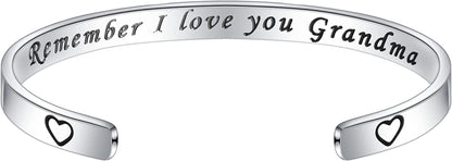 M MOOHAM Bracelets for Women- Engraved Quote Inspirational Bracelet Birthday Christmas Funny Gifts for Best Friend, Daughter, Son, Sister, Niece, Mom, Coworkers, Stainless Steel Jewelry Apparel & Accessories > Jewelry > Bracelets M MOOHAM Remember I love you Grandma  