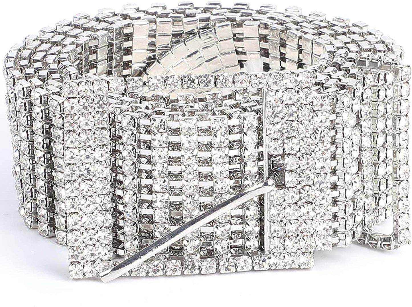 Women Rhinestone Belt Shiny Diamond Crystal Ladies Waist Belt for Jeans Dresses Silver Gold by WHIPPY Apparel & Accessories > Clothing Accessories > Belts WHIPPY 1-silver M: Fit Waist Size 35-42 Inches 