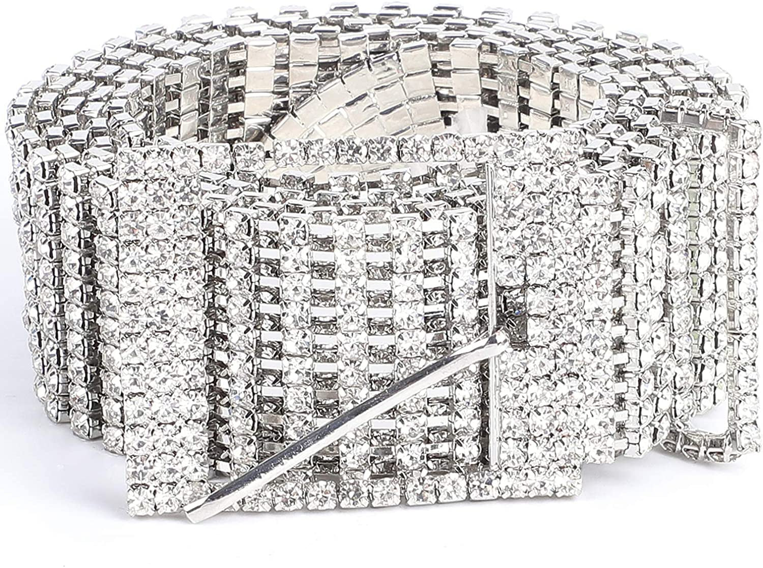 Women Rhinestone Belt Shiny Diamond Crystal Ladies Waist Belt for Jeans Dresses Silver Gold by WHIPPY Apparel & Accessories > Clothing Accessories > Belts WHIPPY 1-silver M: Fit Waist Size 35-42 Inches 