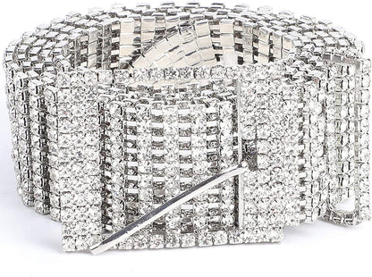 Women Rhinestone Belt Shiny Diamond Crystal Ladies Waist Belt for Jeans Dresses Silver Gold by WHIPPY Apparel & Accessories > Clothing Accessories > Belts WHIPPY 1-silver M: Fit Waist Size 35-42 Inches 