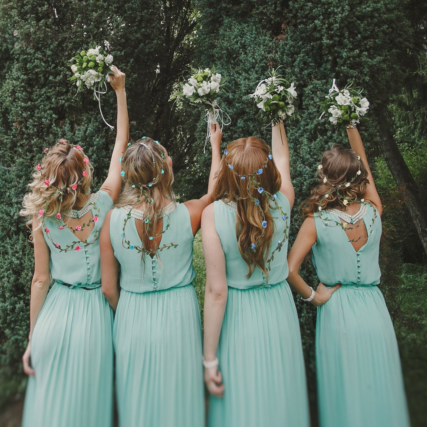 Whaline 4 Pcs Flower Crown Floral Wreath Headband Floral Garland Headbands Bohemian Style Headdress for Wedding Bride Bridal Headwear Party Festivals Hair Accessories (4 Color) Apparel & Accessories > Clothing Accessories > Headwear Whaline   