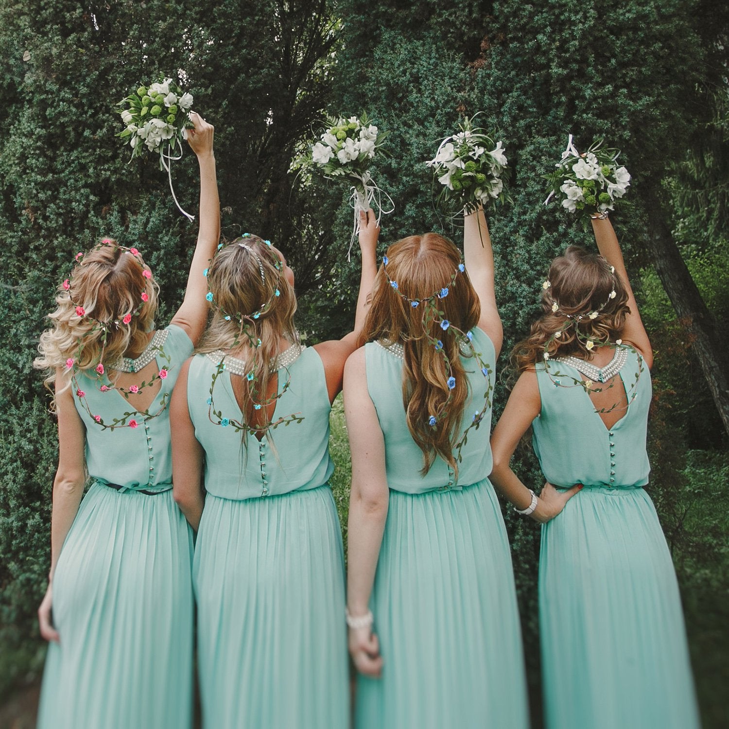 Whaline 4 Pcs Flower Crown Floral Wreath Headband Floral Garland Headbands Bohemian Style Headdress for Wedding Bride Bridal Headwear Party Festivals Hair Accessories (4 Color) Apparel & Accessories > Clothing Accessories > Headwear Whaline   