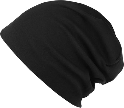 FURTALK Beanie for Womens Men Slouchy Cotton Beanies Summer Soft Skull Cap Lightweight Chemo Headwear Apparel & Accessories > Clothing Accessories > Headwear KYLIE MAX Black  