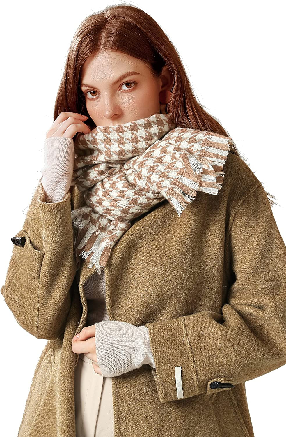 Jeelow Winter Pashmina Blanket Scarfs Shawls Wraps Open Front Poncho Cape for Women Wedding Evening Dresses Apparel & Accessories > Clothing Accessories > Scarves & Shawls Jeelow Cappuccino  