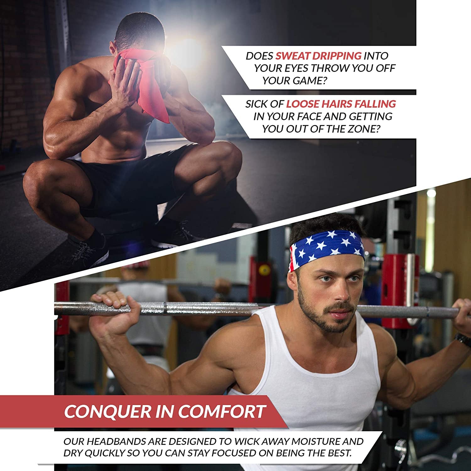 USA Patriots American Flag Sports Bandana for Men & Women: Sweat-Wicking Headband for Exercise, Running, Tennis, Football, Volleyball, Athletics Apparel & Accessories > Clothing Accessories > Bandanas & Headties Monkey Movement   