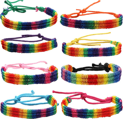 Nanafast Rainbow LGBT Pride Bracelet Handmade Braided Friendship String Bracelet for Gay & Lesbian LGBTQ Wristband Adjustable Size Apparel & Accessories > Jewelry > Anklets Nanafast Pack of 8 Pcs (Multicolor)  