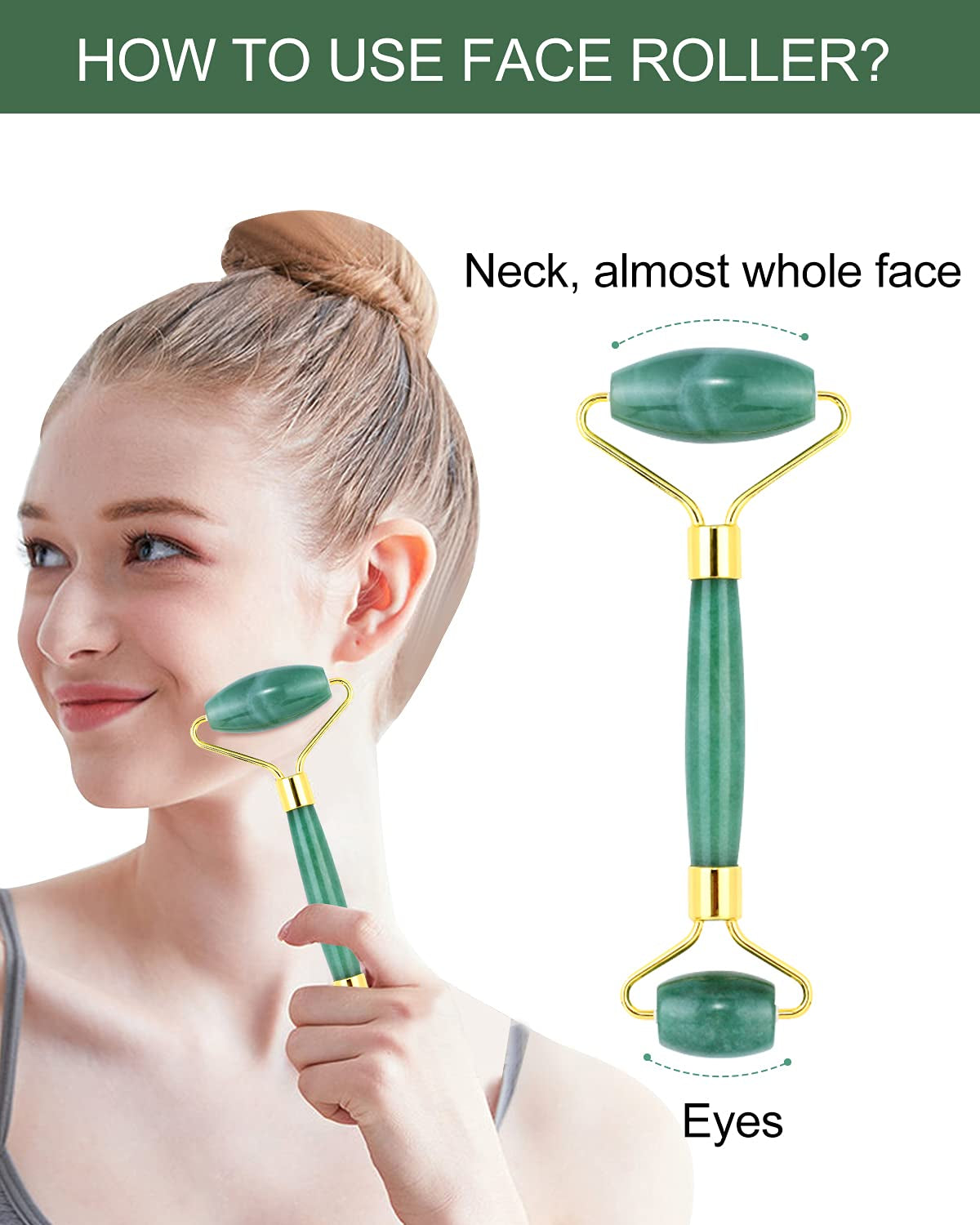 Guasha Tool for Face, Jade Roller Gua Sha Massage Tool Set, Beauty Facial Skin Care Massager for Muscle Relaxing and Wrinkles Relieve - Green Natural Jade Stone Health & Beauty > Personal Care > Cosmetics > Cosmetic Tools > Skin Care Tools KNQZE   