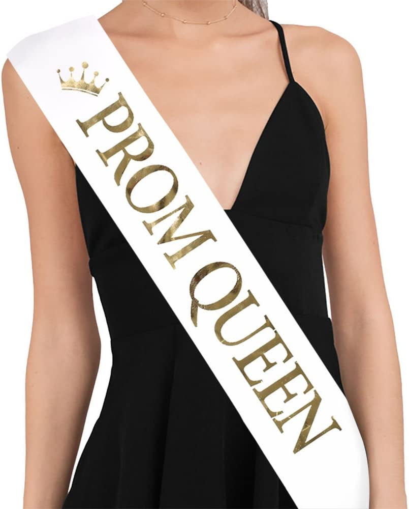 Ttcorock"Prom King" And"Prom Queen" Sashes - Graduation Party School Party Accessories, White with Gold Print Apparel & Accessories > Clothing Accessories > Sashes TTCOROCK   