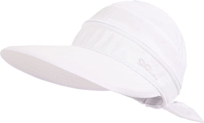 Simplicity Hats for Women UPF 50+ UV Sun Protective Convertible Beach Visor Hat Apparel & Accessories > Clothing Accessories > Hats Simplicity White One Size 