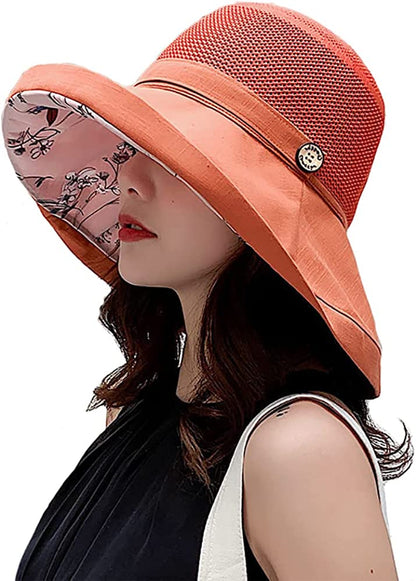 Women'S Mesh Sun Hats Summer UV Protection Wide Brim Beach Fishing Cap Apparel & Accessories > Clothing Accessories > Hats Mookyun Orange  