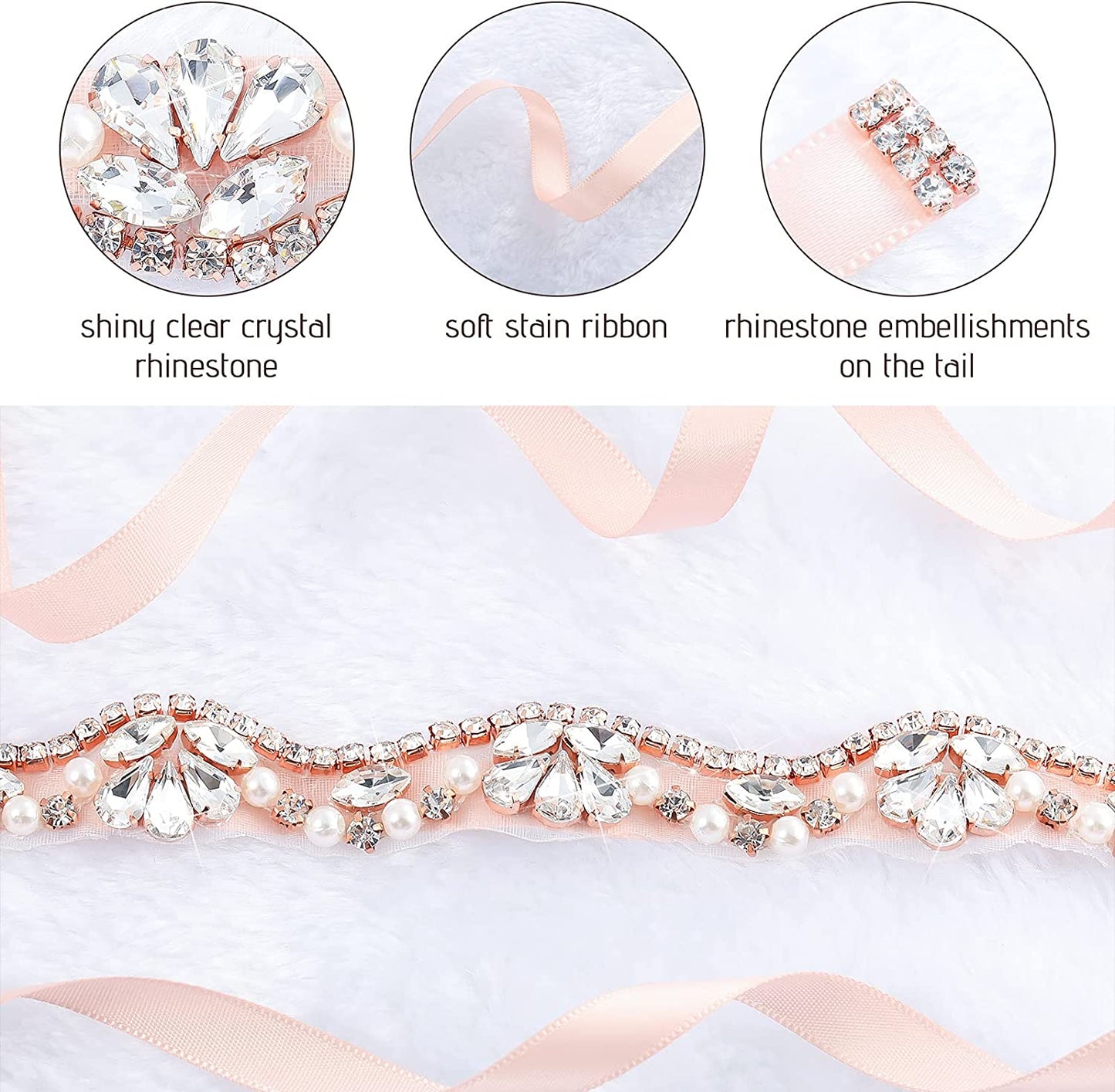 Bling Handmade Rhinestone Bridal Belt Crystal Diamond Wedding Belt Ribbon Sash Apparel & Accessories > Clothing Accessories > Belts Geyoga   