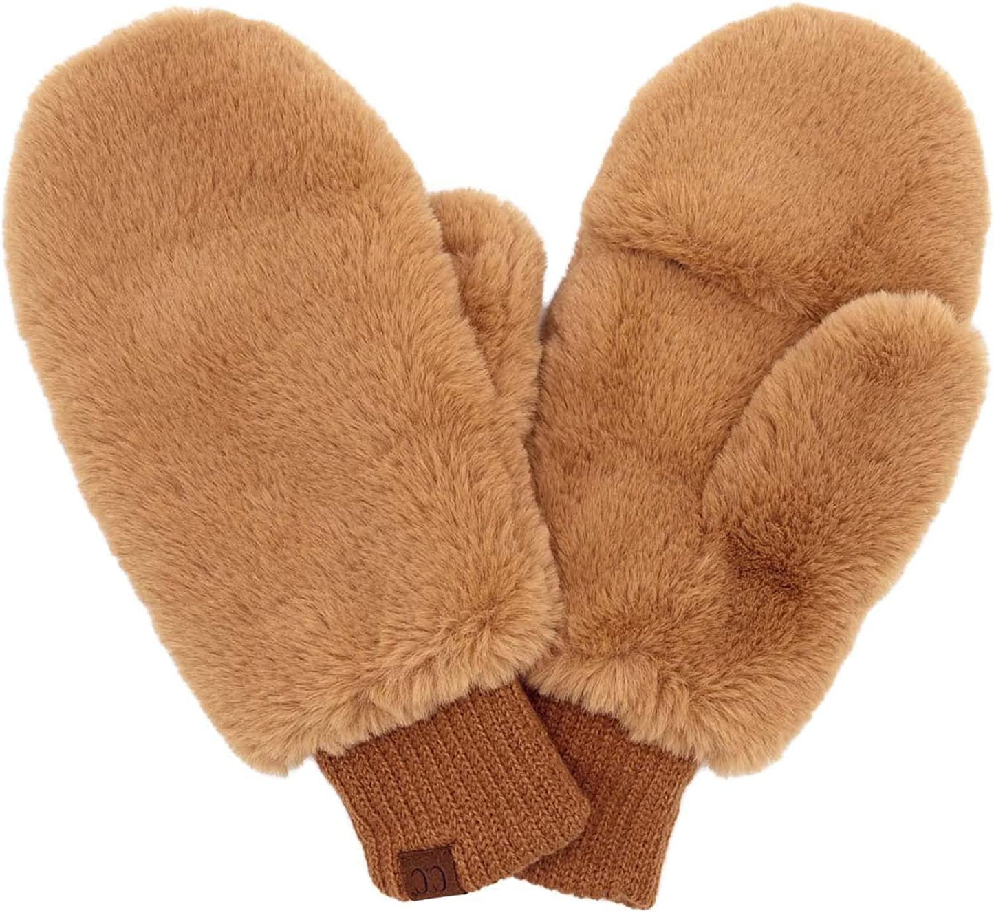 CC Soft Faux Fur Fuzzy Lined Flip up down Top Fingerless Mitten Gloves Apparel & Accessories > Clothing Accessories > Gloves & Mittens C.C Solid Camel  