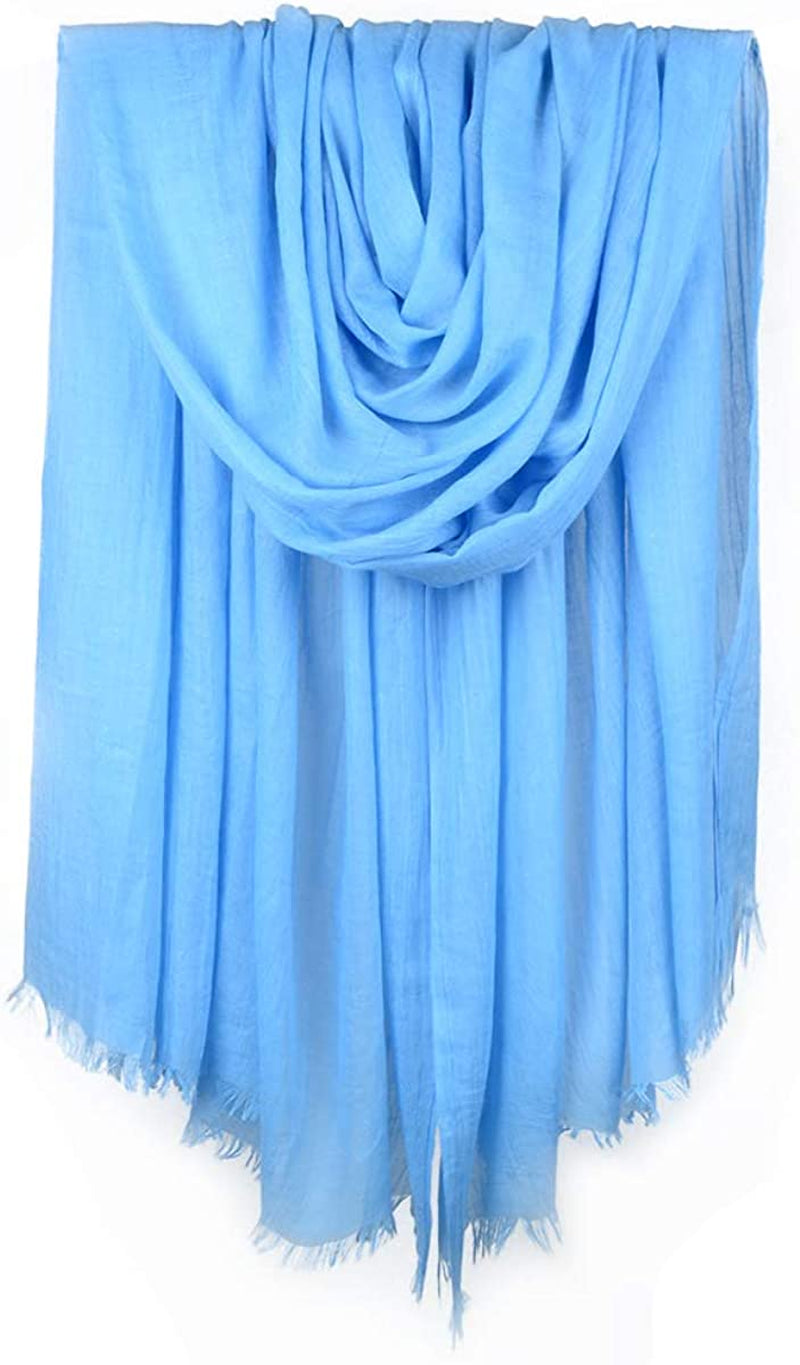 Iristide Women Summer Scarfs Large Long Lightweight Linen Beach Gauze Shawl Wrap 75”×43” Apparel & Accessories > Clothing Accessories > Scarves & Shawls Iristide Sky Blue  