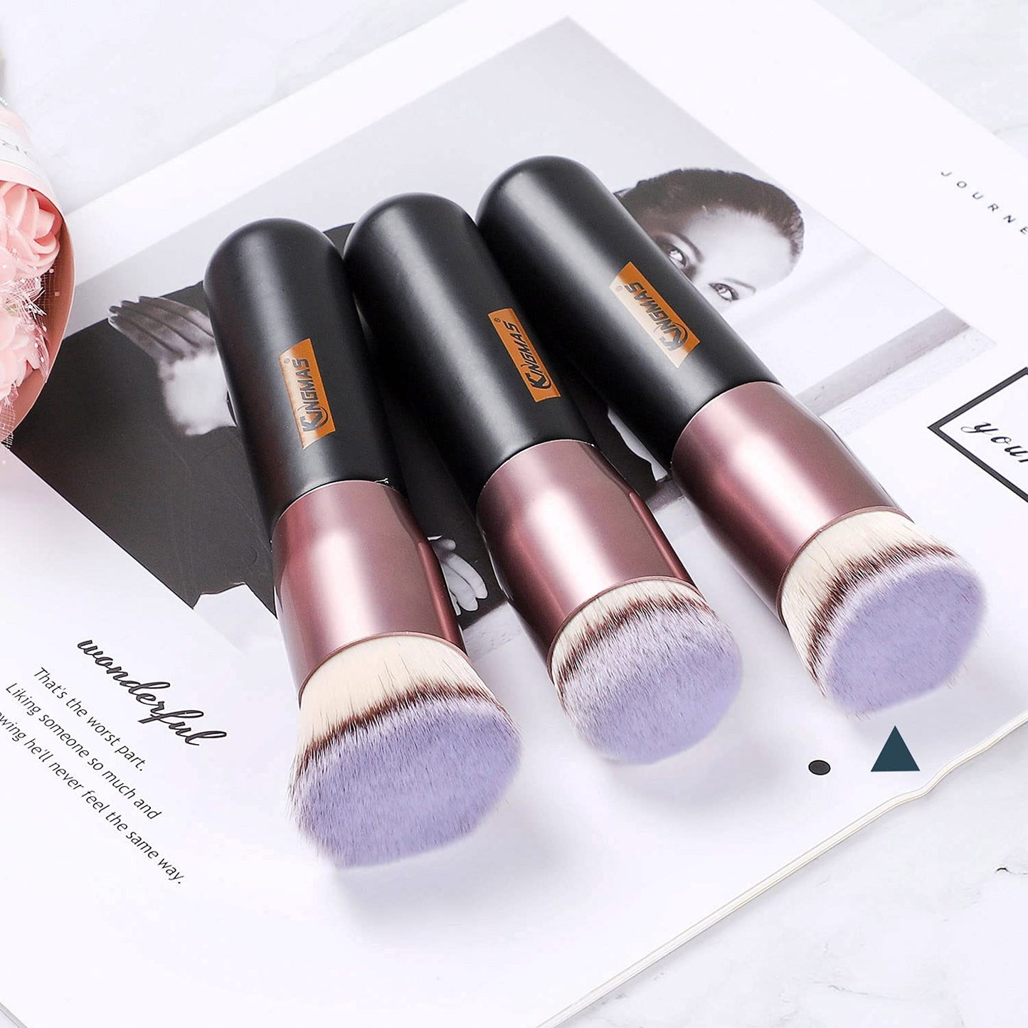 Flat Top Foundation Brush, Premium Kabuki Makeup Brush for Liquid, Blending, Cream, Powder,Blush Buffing Stippling Face Makeup Tools (Black, a (Flat Top)) Health & Beauty > Personal Care > Cosmetics > Cosmetic Tools > Makeup Tools KINGMAS   