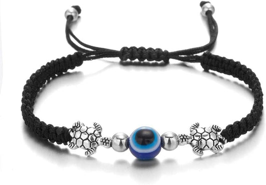 Evil Eye Pendant Bracelet Anklet,Red Blue Black Line Hand Turtle Elephant Pendant Adjustable Braided Bracelet Anklet for Women Men(Tortoise,Black) Apparel & Accessories > Jewelry > Anklets generic Black,Blue tortoise 