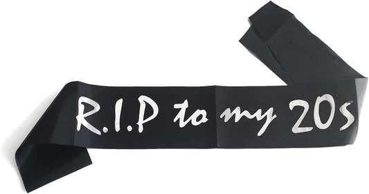 RIP to My 20S Birthday Sash for Girl, Women, Men, 30Th Birthday Gifts, RIP to My Youth Birthday Decor, Black and White Sash, Funeral for Youth 30Th Decorations, Great Birthday Party Supplies Apparel & Accessories > Clothing Accessories > Sashes Joyiou   