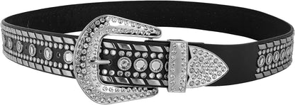 CLARA Women Vintage Western Waist Belt Double Buckle Belt PU Leather Waistband for Jeans Dress Apparel & Accessories > Clothing Accessories > Belts CLARA 01903black  