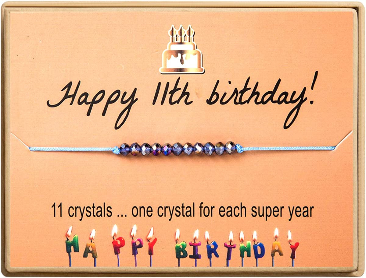 Happy Birthday Bracelet Gift for Teen Girls,Crystal Beads Bracelet Gifts for 10 Year Old Girl Birthday Jewelry Apparel & Accessories > Jewelry > Bracelets KGBNCIE 11 th Birthday Gift  