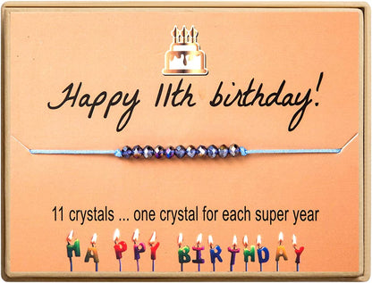 Happy Birthday Bracelet Gift for Teen Girls,Crystal Beads Bracelet Gifts for 10 Year Old Girl Birthday Jewelry Apparel & Accessories > Jewelry > Bracelets KGBNCIE 11 th Birthday Gift  